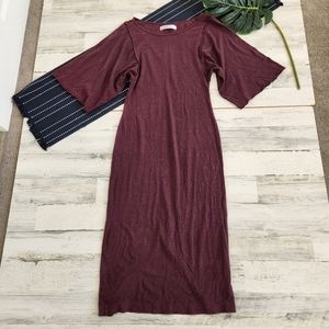 Free People FP Beach Skylar Maxi Midi Dress Wine Burgundy Plum Wine Size Small